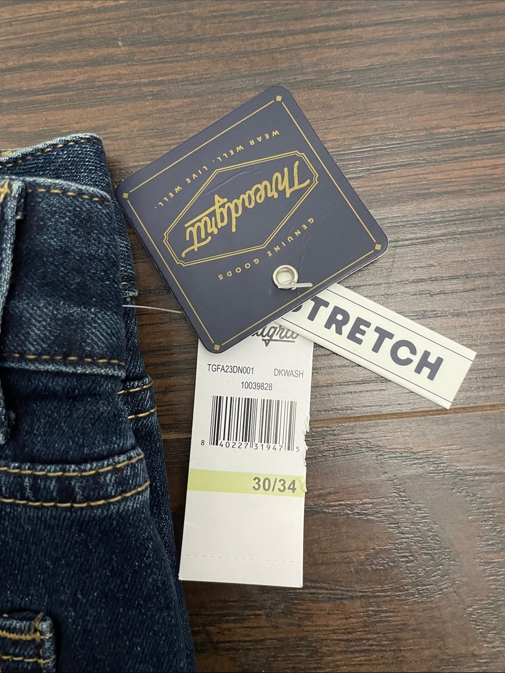 Threadgrit dark wash men’s slim straight jeans 30/34 NWT